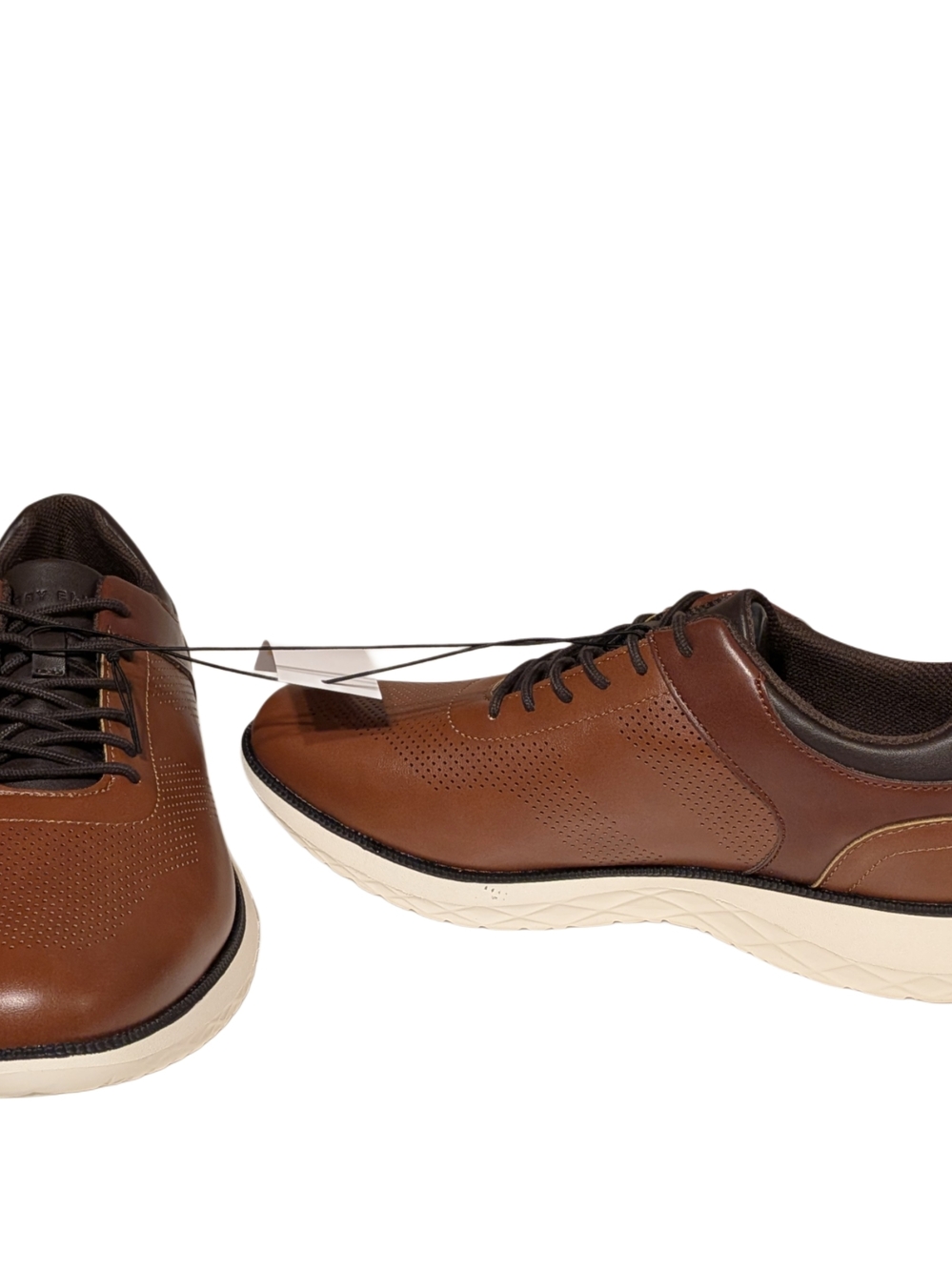 Perry Ellis Two-Tone Brown Perforated Leather Lace-Up Sneakers - Picture 5 of 9